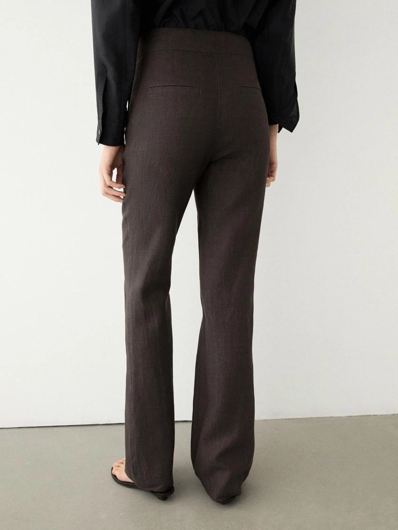 Брюки из 100% льна с расклешенными штанинами