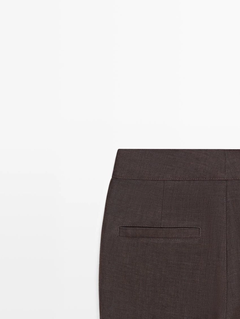 Брюки из 100% льна с расклешенными штанинами