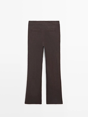 Брюки из 100% льна с расклешенными штанинами- Заказать в России