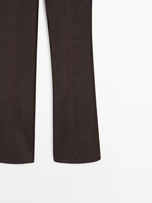 Брюки из 100% льна с расклешенными штанинами- Заказать в России