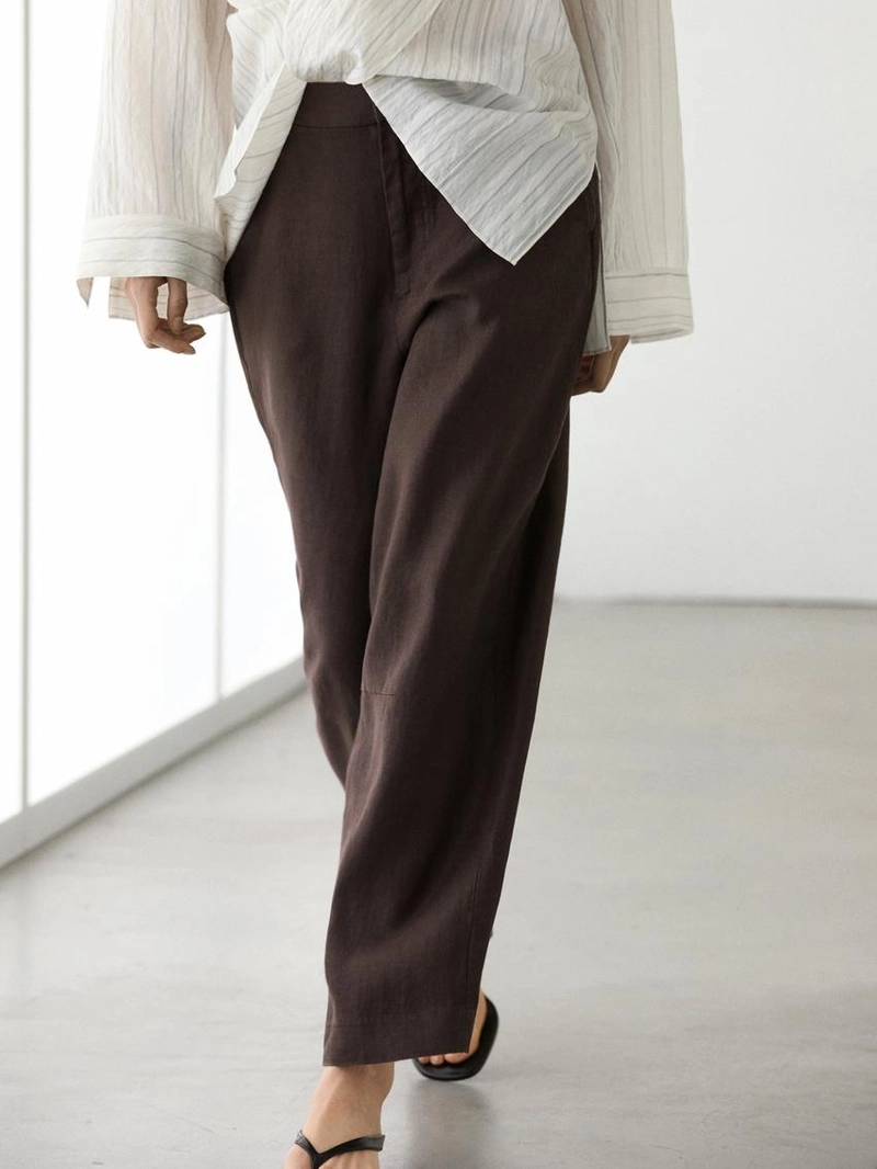 100% льняные брюки carrot fit