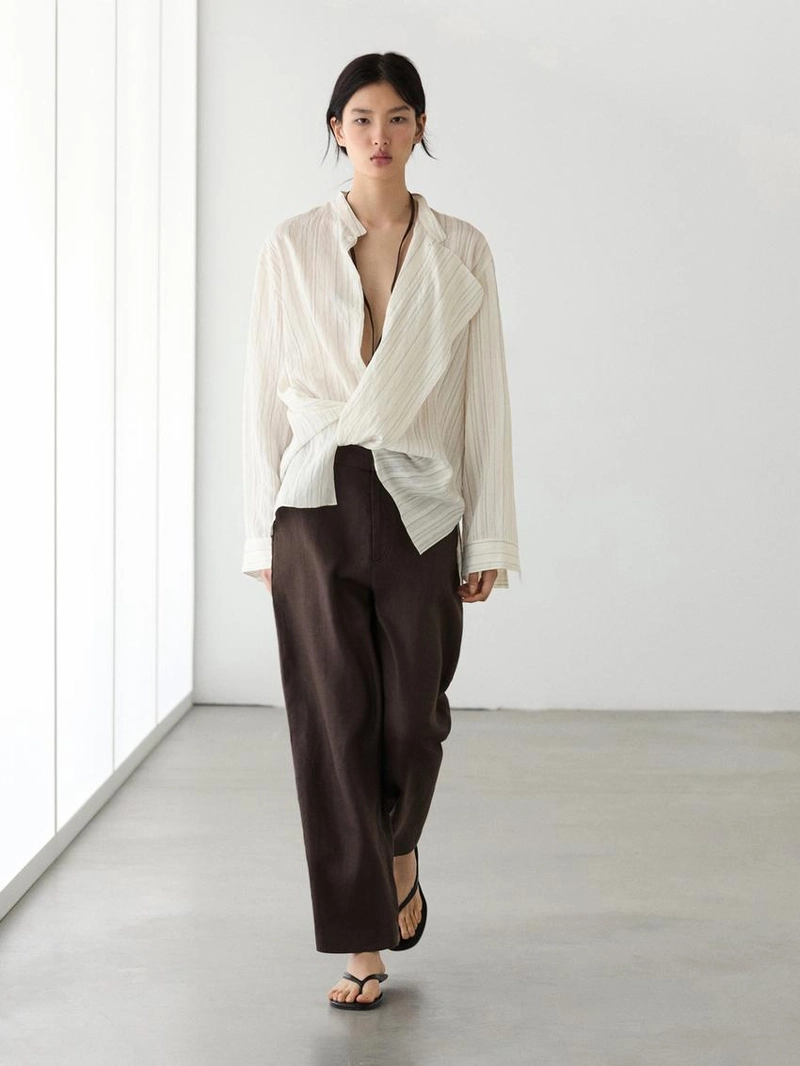 100% льняные брюки carrot fit