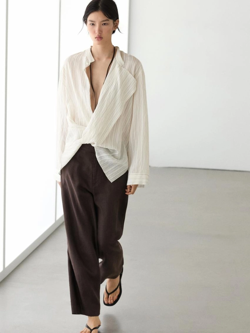 100% льняные брюки carrot fit