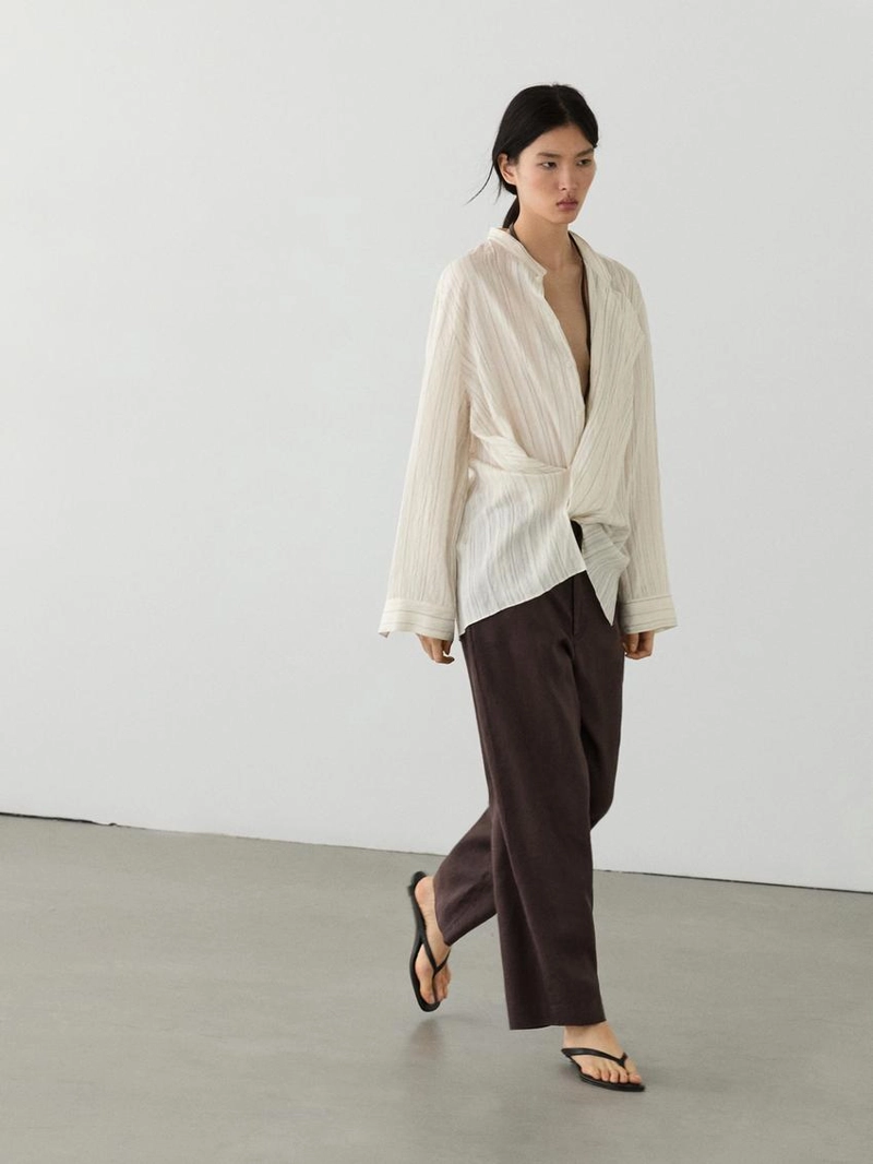 100% льняные брюки carrot fit