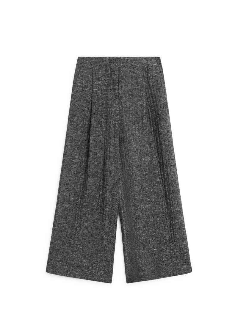 Брюки из меланжевого льна с защипами