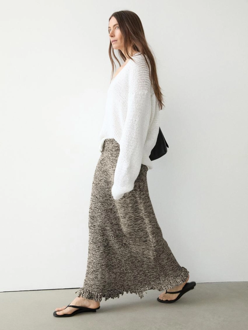 Юбка с деталями бахромы из вязаного материала
