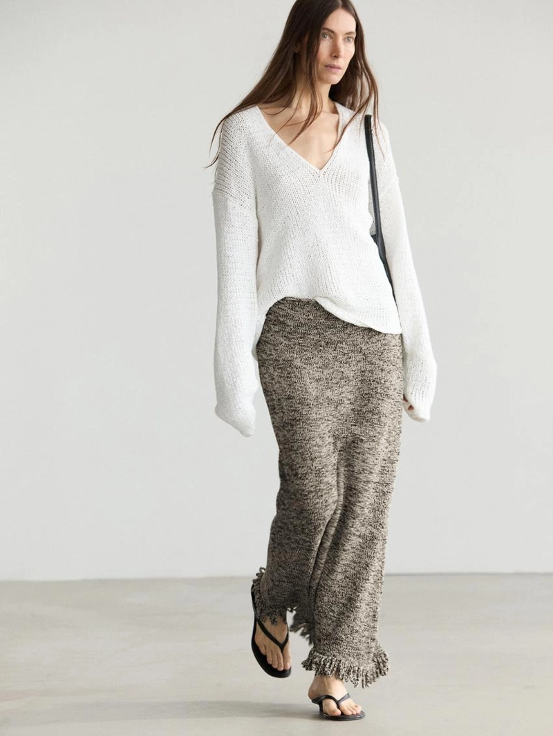 Юбка с деталями бахромы из вязаного материала