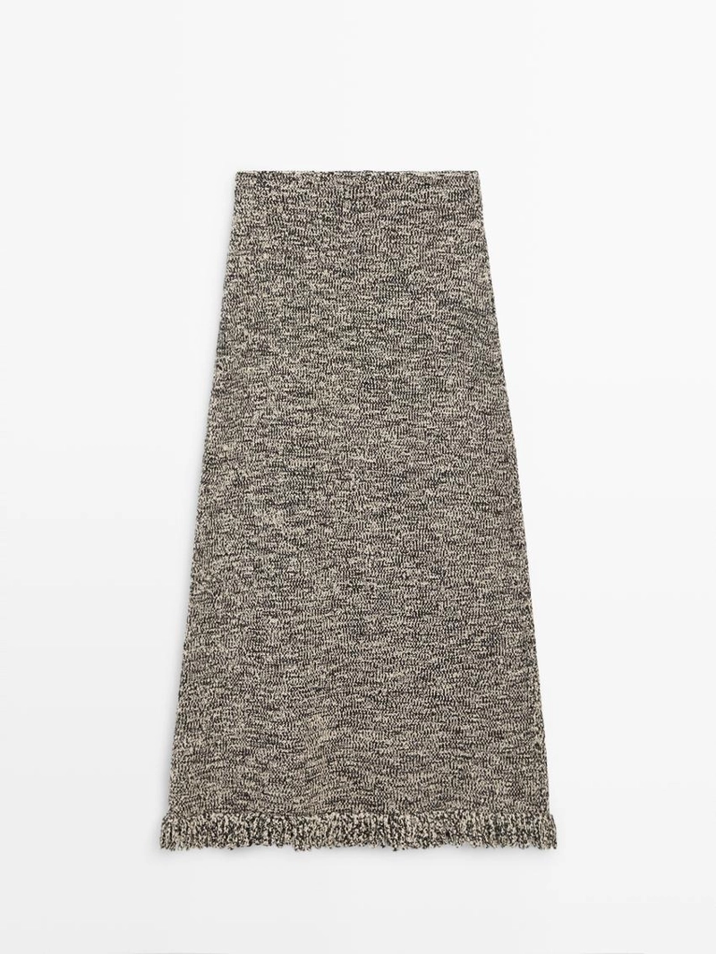 Юбка с деталями бахромы из вязаного материала