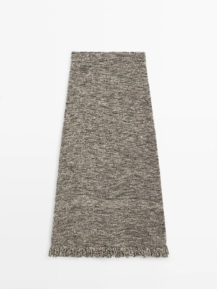 Юбка с деталями бахромы из вязаного материала- Заказать в России