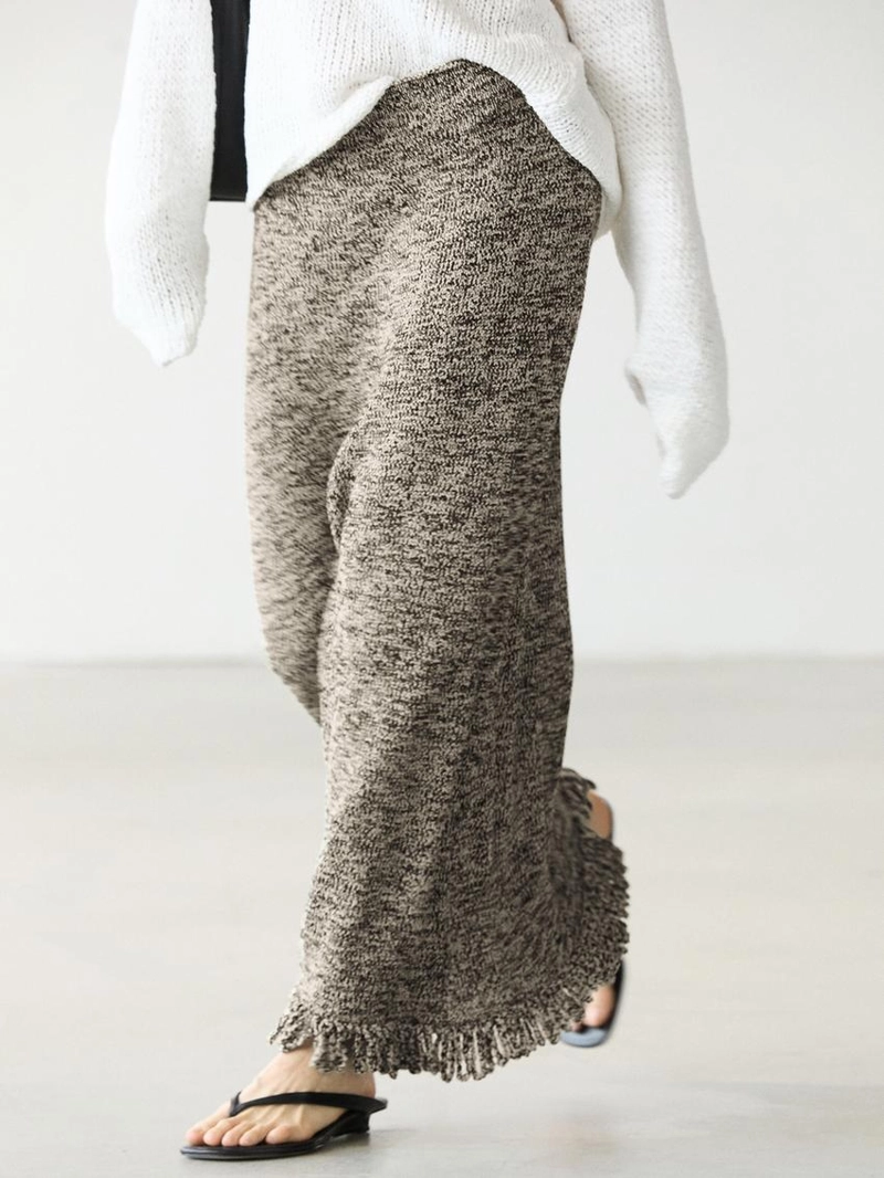 Юбка с деталями бахромы из вязаного материала