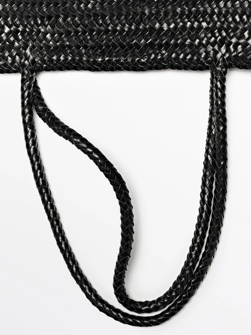 Большая плетеная сумка-тоут из натуральной наппа-кожи