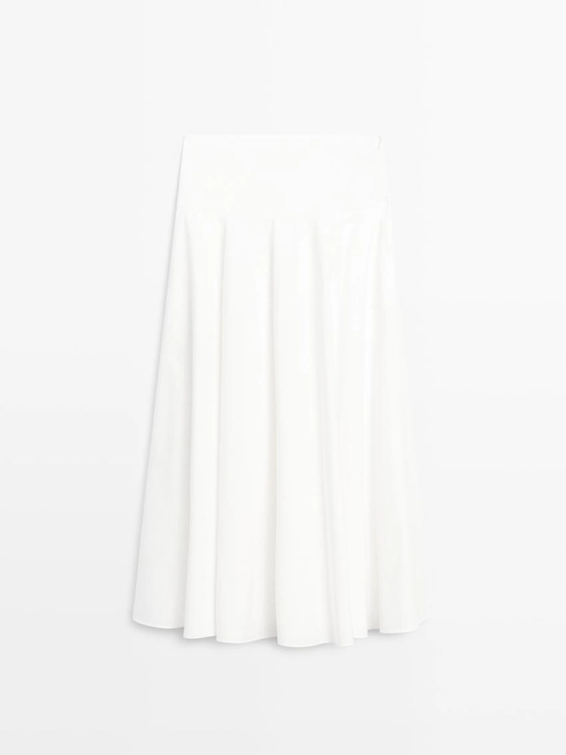 Юбка миди из 100% хлопка с деталями на подоле