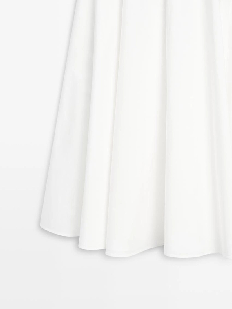 Юбка миди из 100% хлопка с деталями на подоле