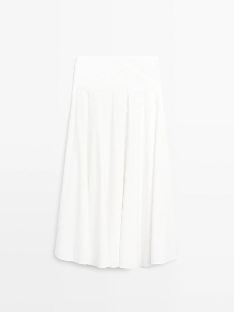 Юбка миди из 100% хлопка с деталями на подоле