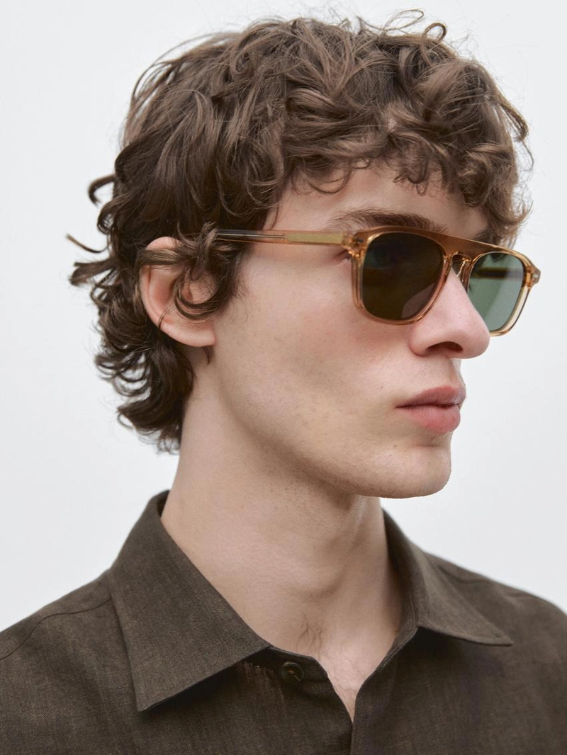 Рубашка из льна с карманом и потертостями, regular fit