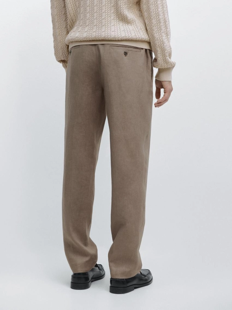 Льняные брюки прямого кроя