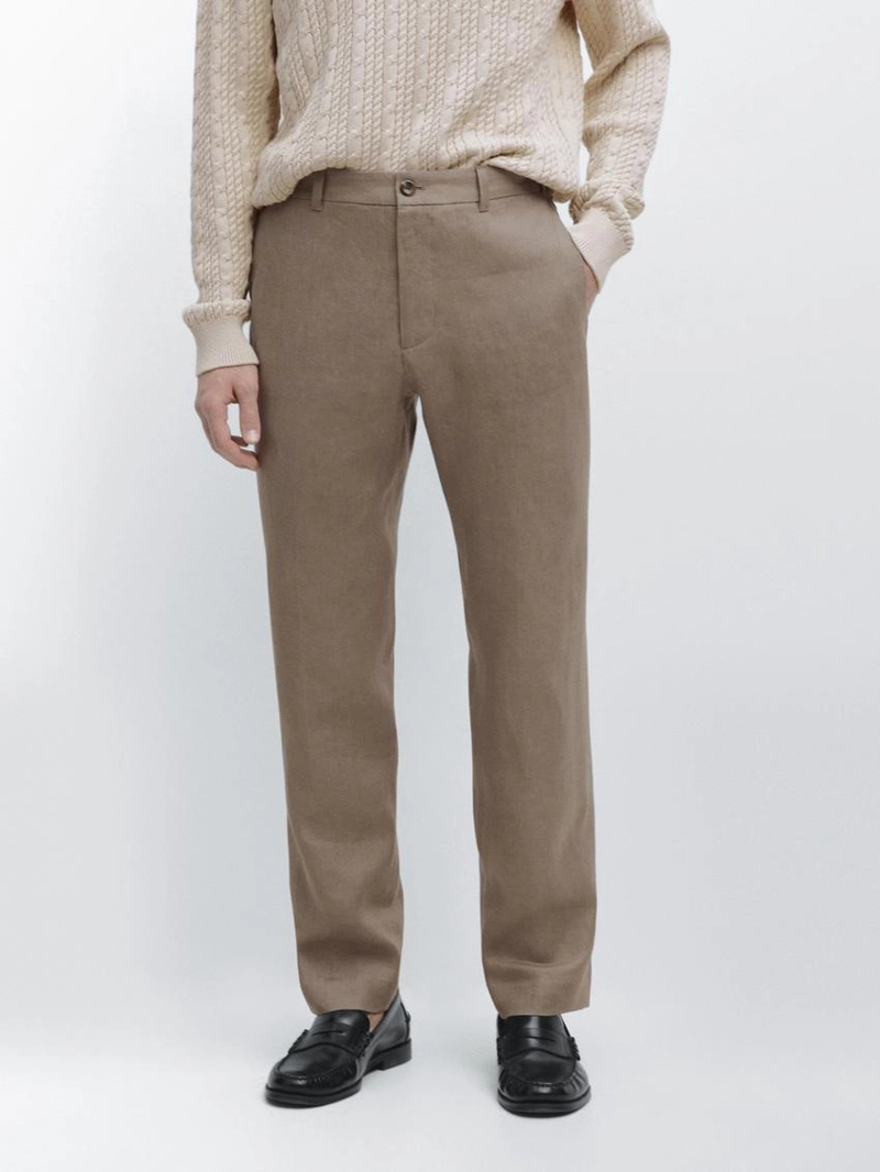 Льняные брюки прямого кроя