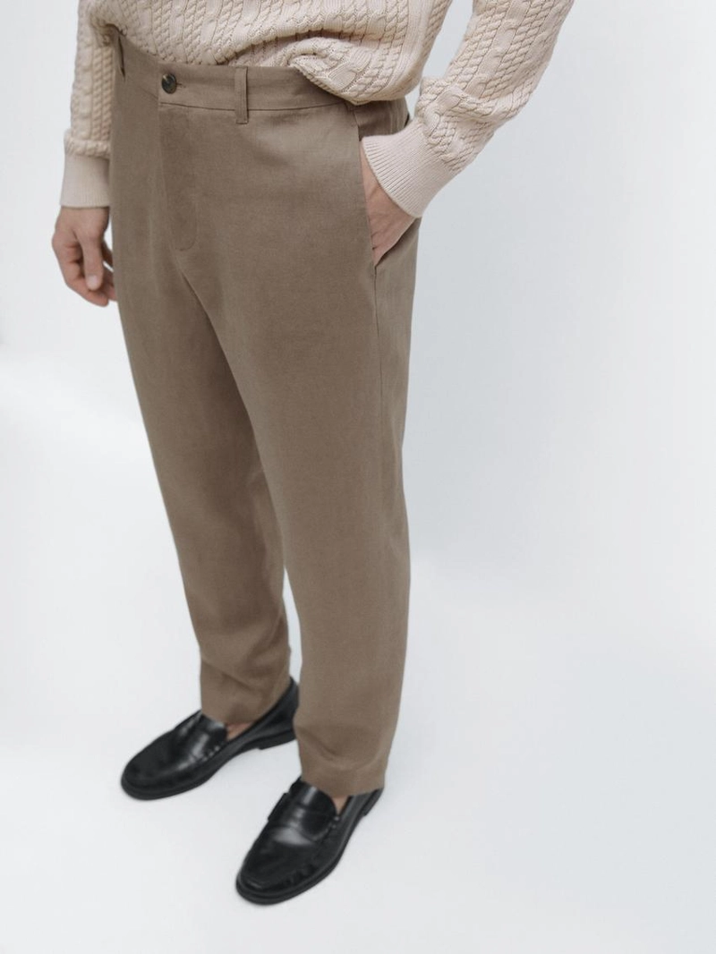 Льняные брюки прямого кроя