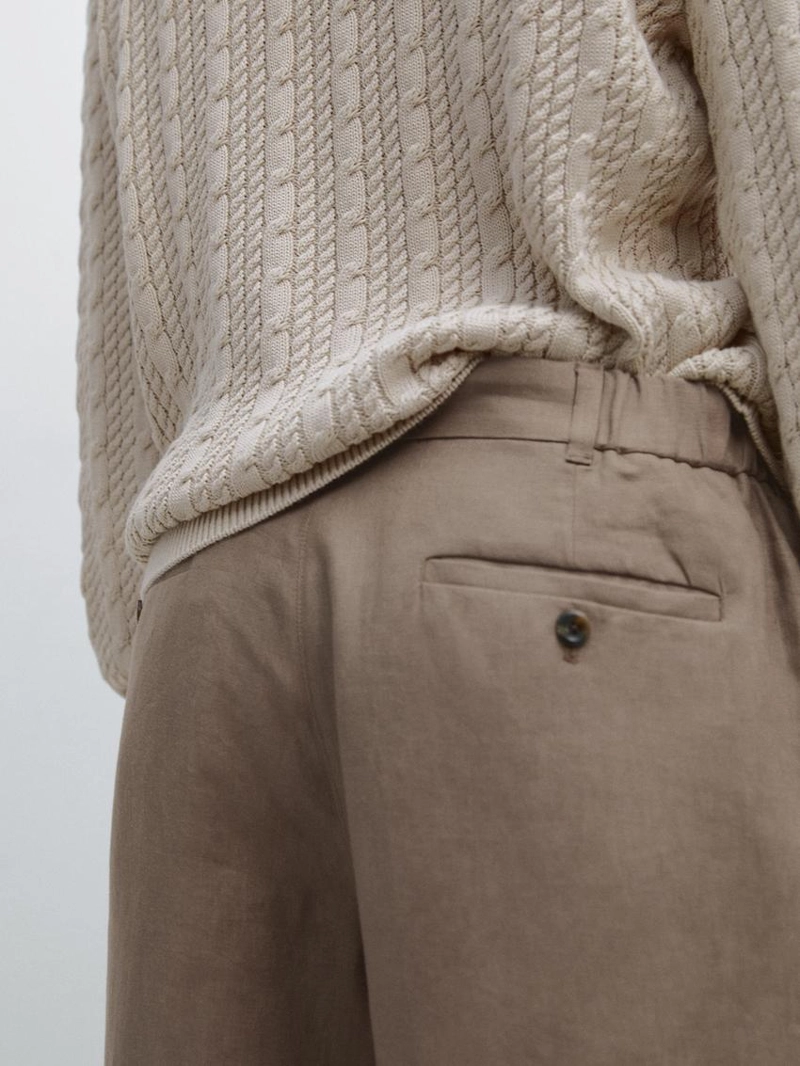 Льняные брюки прямого кроя