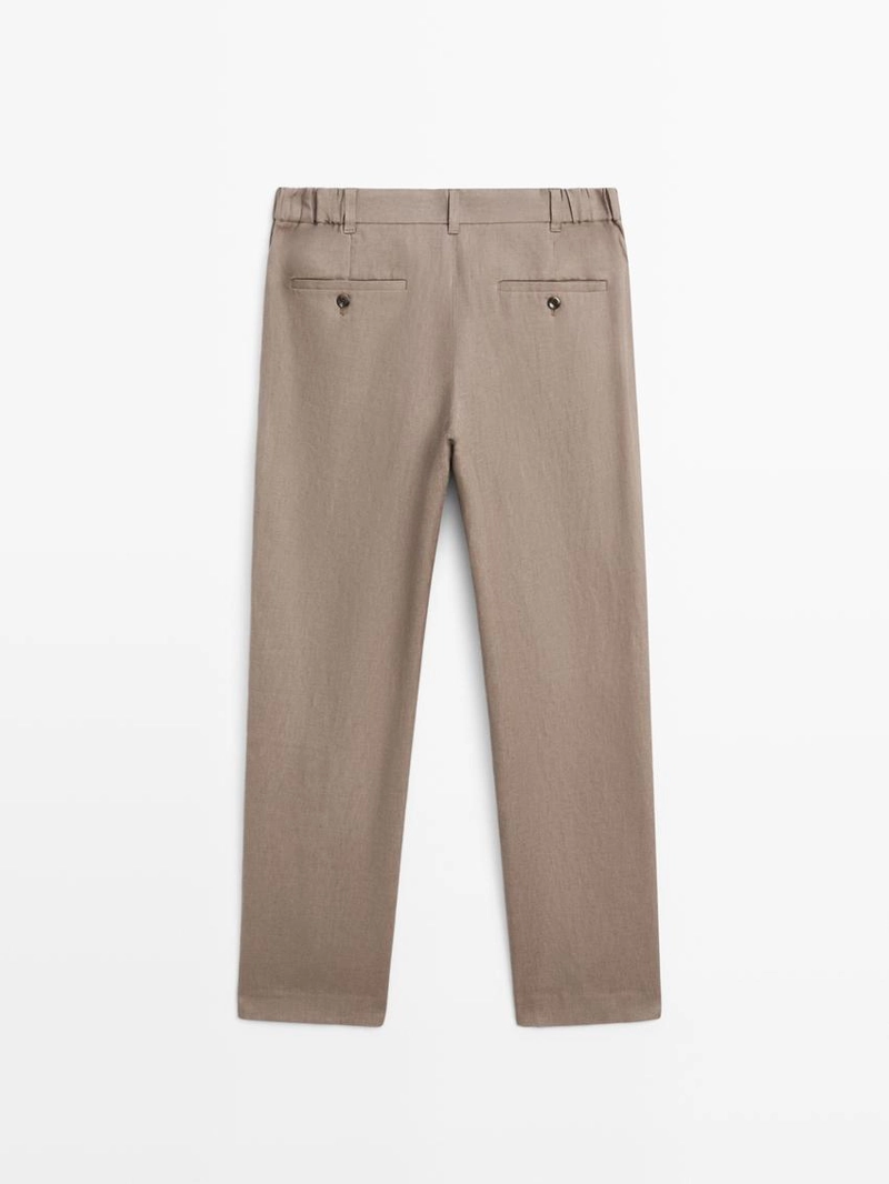 Льняные брюки прямого кроя