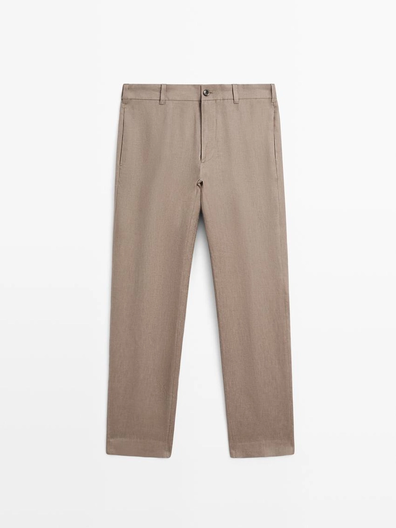 Льняные брюки прямого кроя
