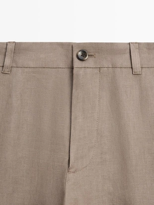 Льняные брюки прямого кроя- Заказать в России