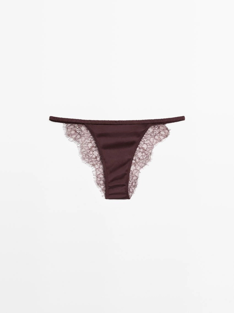 Шелковые трусы с кружевными деталями