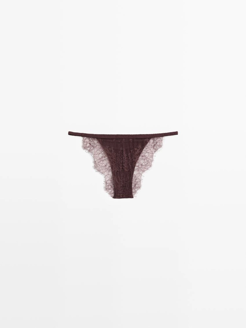 Шелковые трусы с кружевными деталями