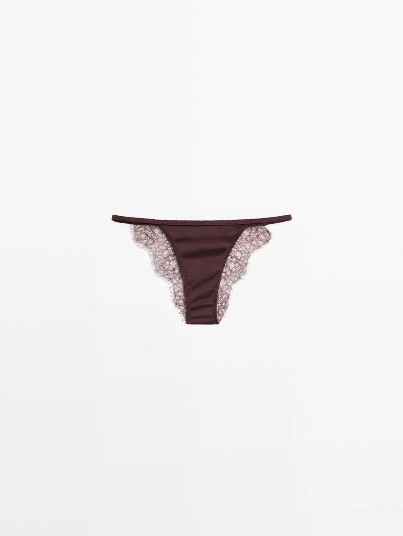 Шелковые трусы с кружевными деталями
