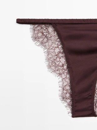 Шелковые трусы с кружевными деталями- Заказать в России
