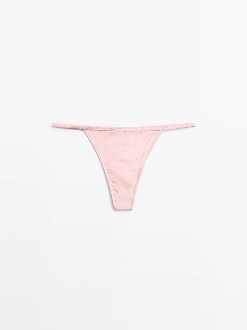 Трусы-стринги из шелка с кружевными деталями