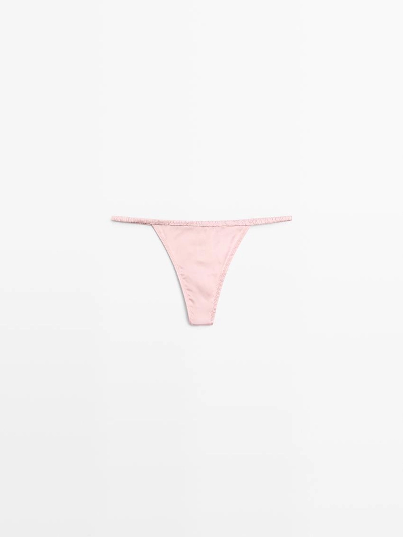 Трусы-стринги из шелка с кружевными деталями