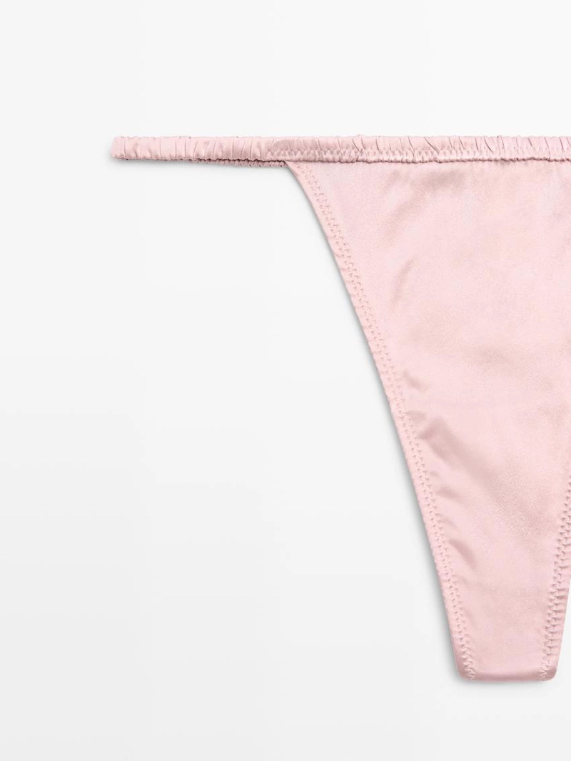 Трусы-стринги из шелка с кружевными деталями