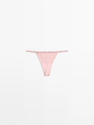 Трусы-стринги из шелка с кружевными деталями- Заказать в России