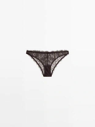 BROWN|4910/788 - Massimo Dutti Трусики с кружевным узором