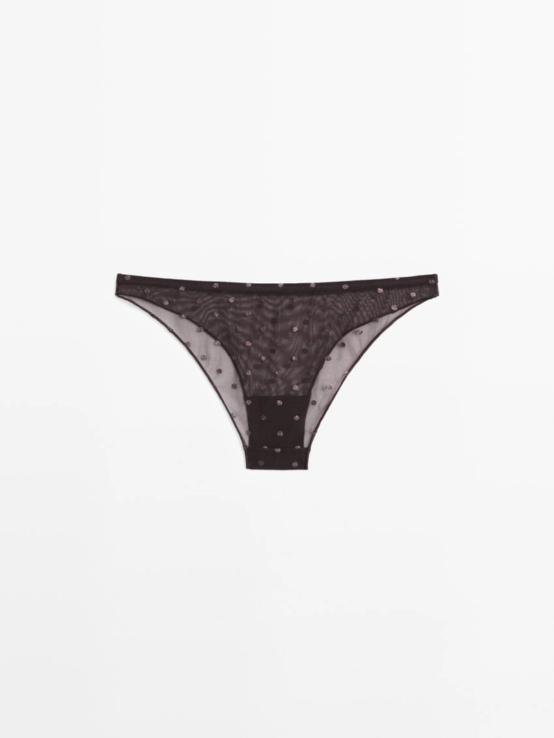 Полупрозрачные трусики в горошек