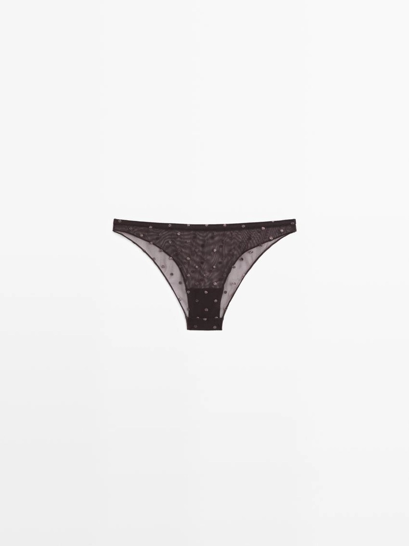 Полупрозрачные трусики в горошек