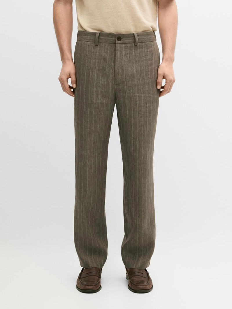 Полосатые льняные брюки massimo dutti