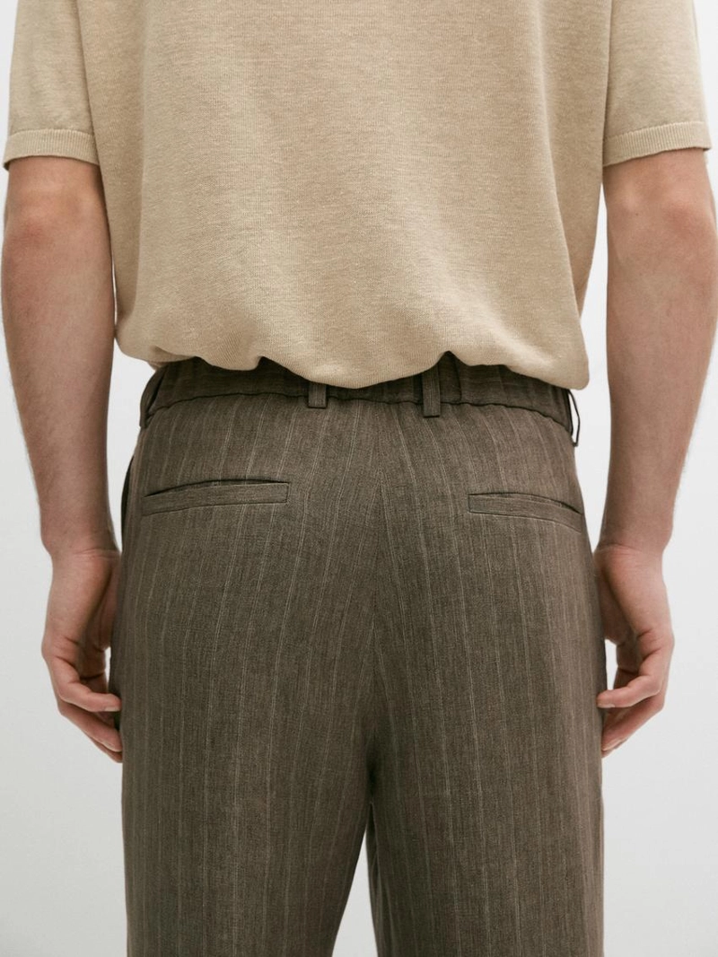 Полосатые льняные брюки massimo dutti