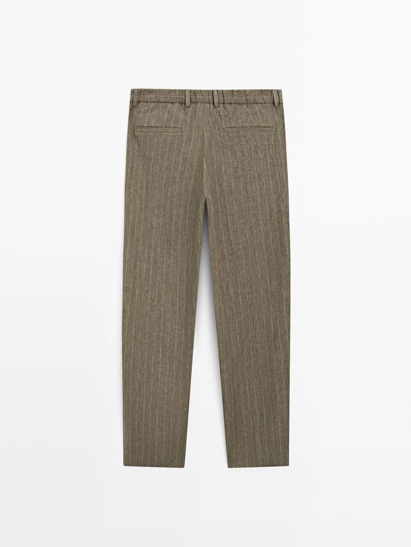 Полосатые льняные брюки massimo dutti