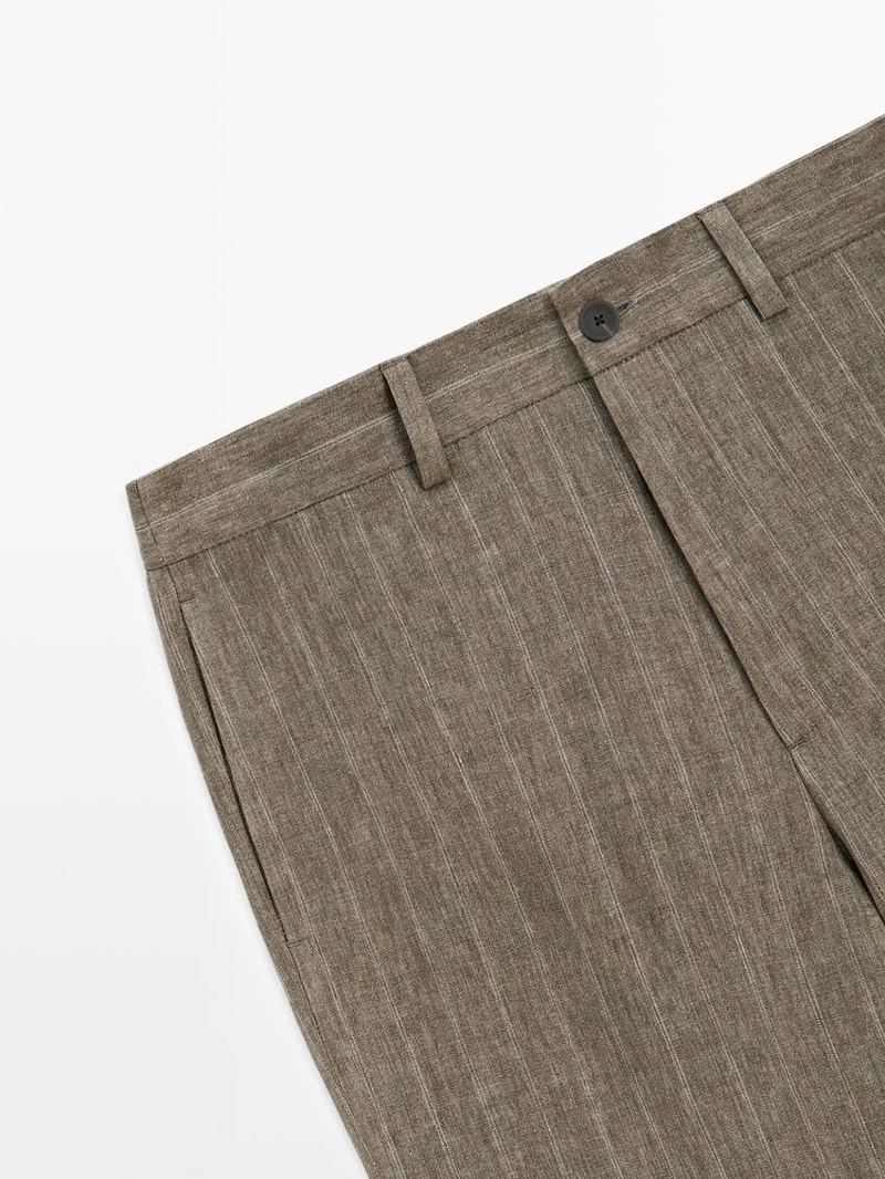 Полосатые льняные брюки massimo dutti