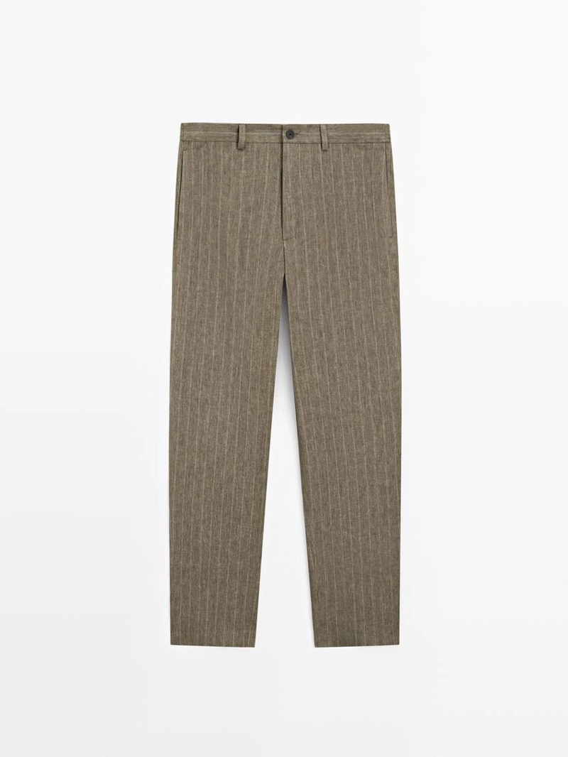 Полосатые льняные брюки massimo dutti