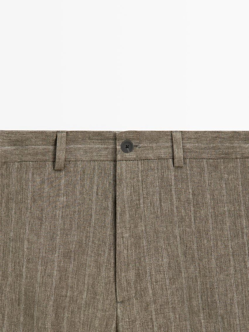 Полосатые льняные брюки massimo dutti