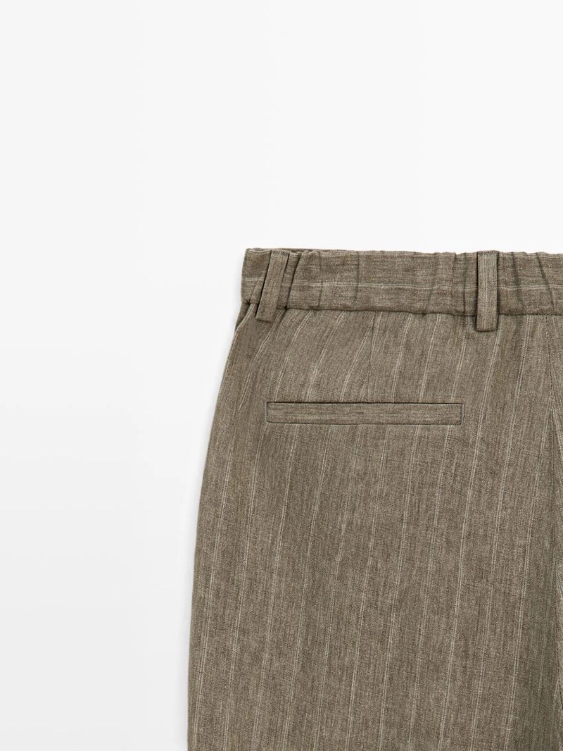 Полосатые льняные брюки massimo dutti