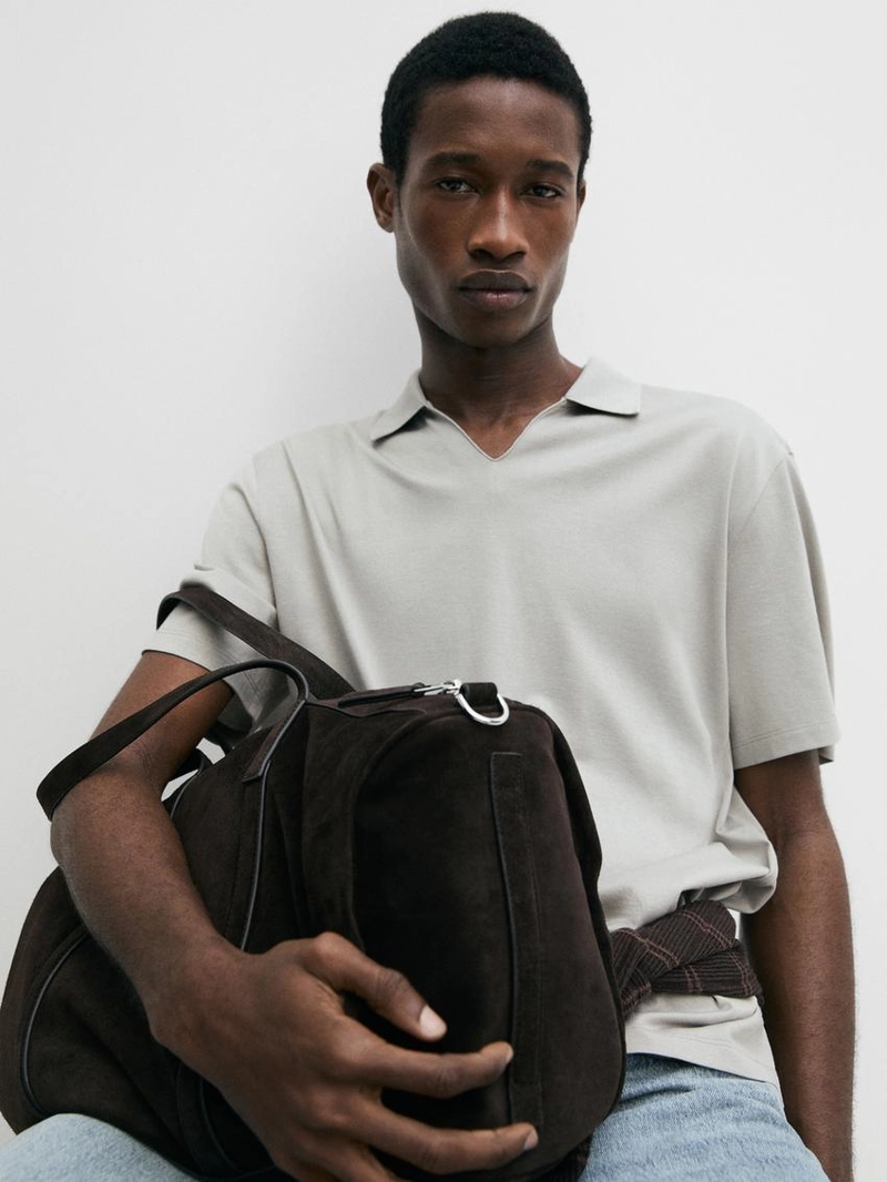 Поло с v-образным вырезом из хлопка massimo dutti