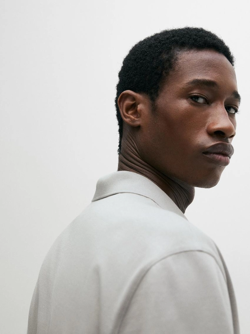 Поло с v-образным вырезом из хлопка massimo dutti