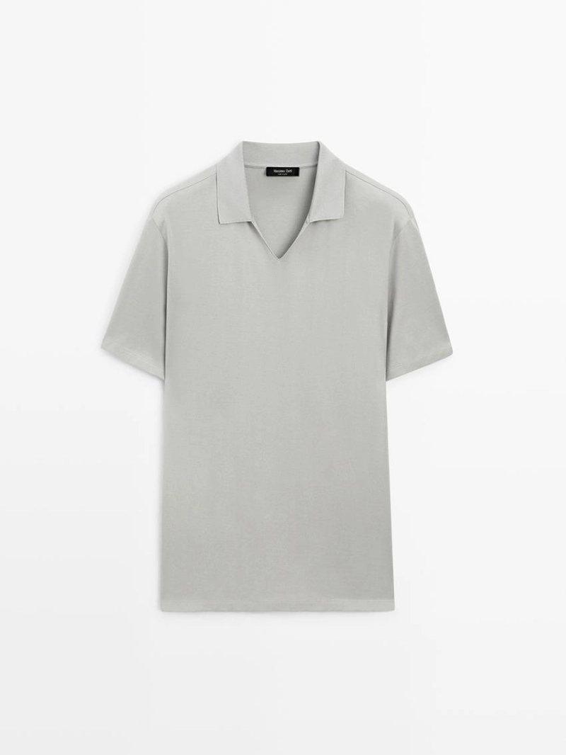 Поло с v-образным вырезом из хлопка massimo dutti