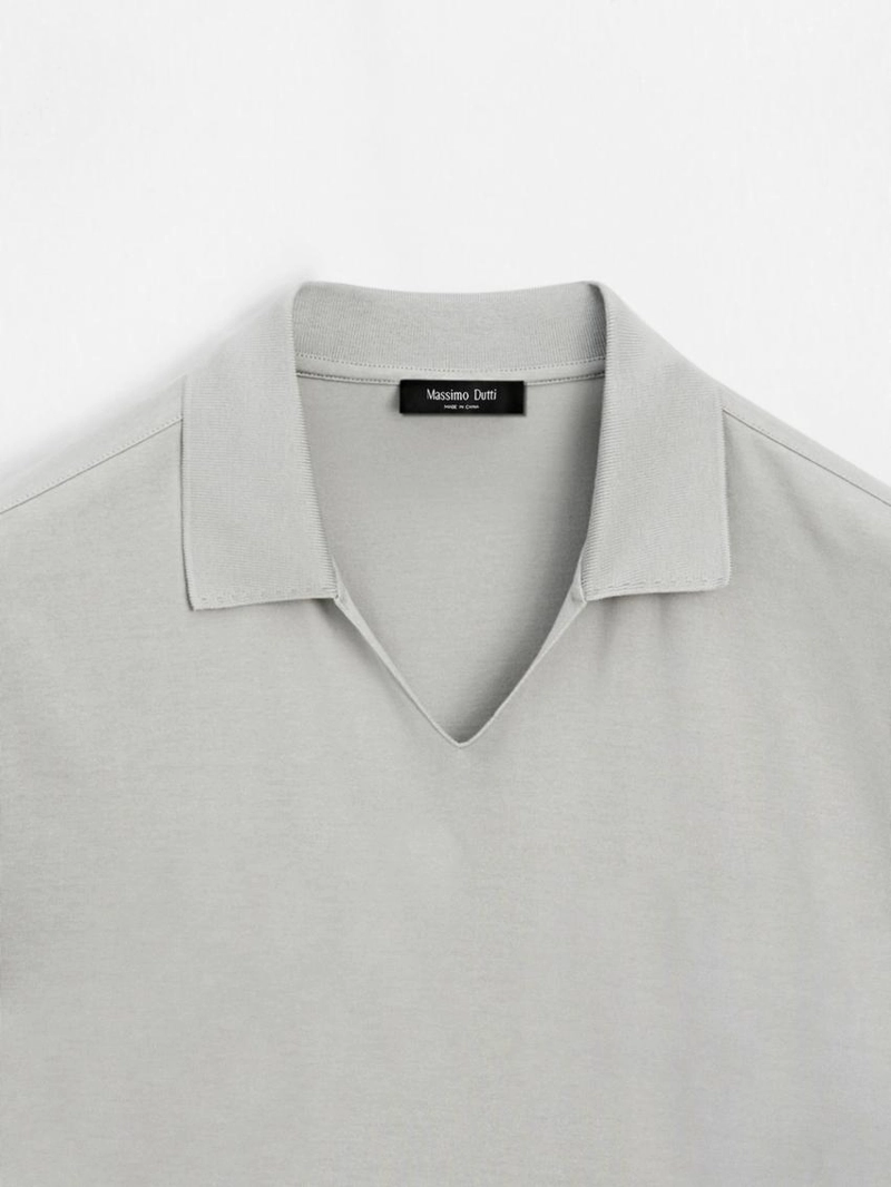 Поло с v-образным вырезом из хлопка massimo dutti