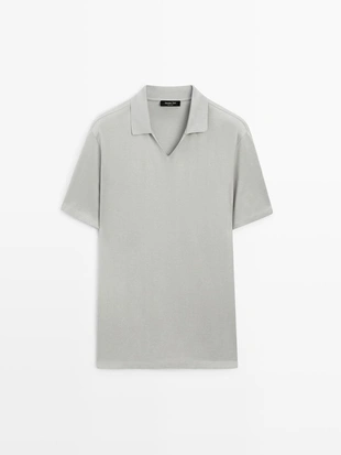 Поло с v-образным вырезом из хлопка massimo dutti- Заказать в России