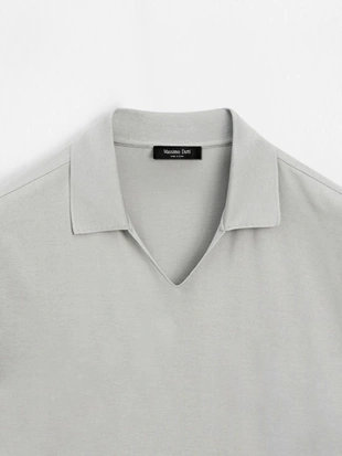 Поло с v-образным вырезом из хлопка massimo dutti- Заказать в России